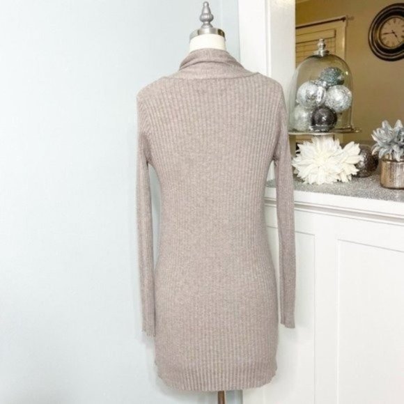 Dreamers Open Front Ribbed Cardigan Long Mocha Small Medium - Picture 5 of 9